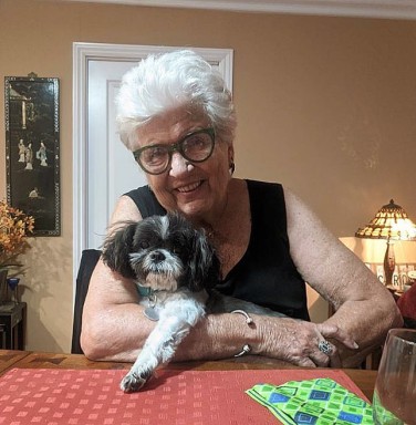 older woman and dog 