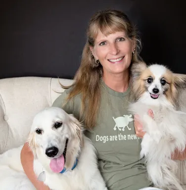 Peggy Hoyt with pets