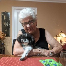 older woman and dog 