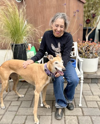 Woman with greyhound