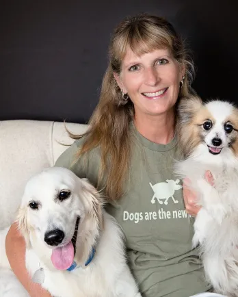 Peggy Hoyt with pets