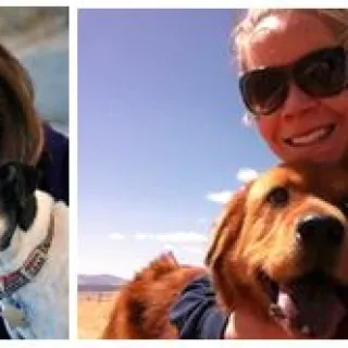 Kelley Durham and Katie Parker with their dogs